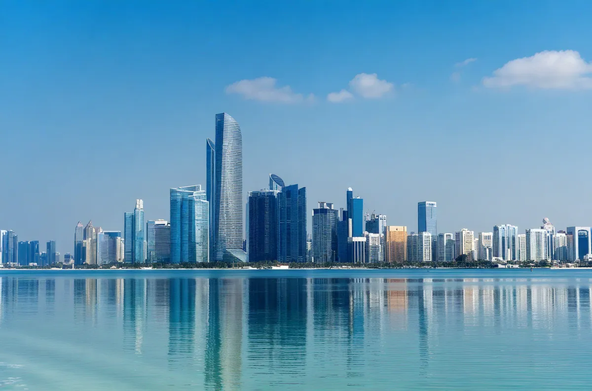 Abu Dhabi skyline across the water